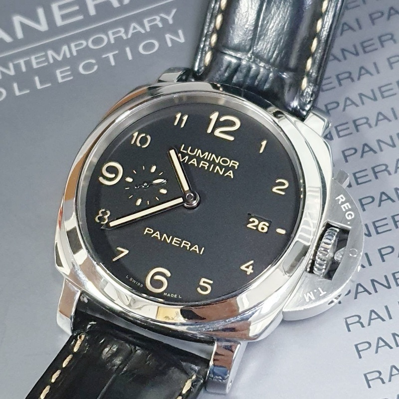 【大眾名錶】PANERAI 沛納海 PAM00359 LUMINOR 1950系列 黑面 三明治面盤 小秒針 2012/04-4