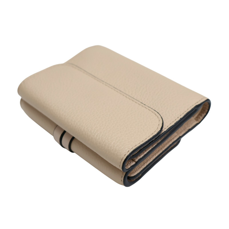 粉膚色 牛皮 金扣 三折短夾【Chloe 克羅伊】-3