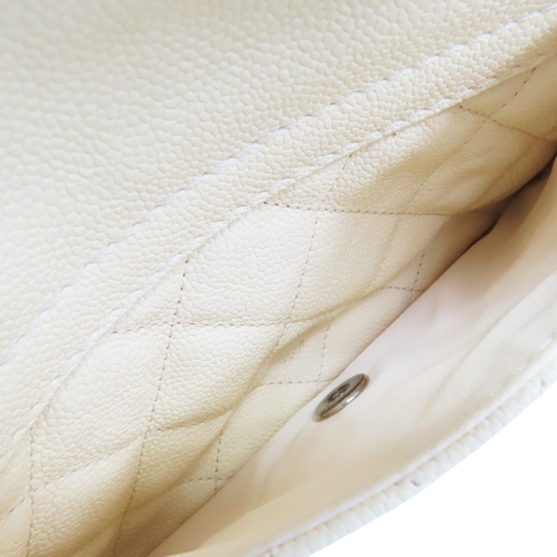 白色 菱格紋 荔枝牛皮 肩背包 銀釦【CHANEL 香奈兒】-6