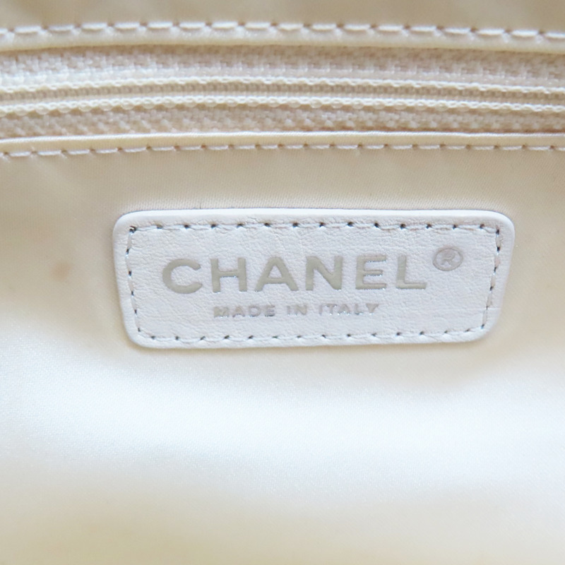 白色 菱格紋 荔枝牛皮 肩背包 銀釦【CHANEL 香奈兒】-7