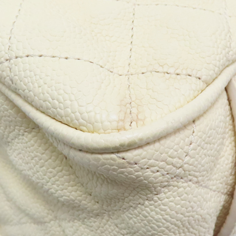 白色 菱格紋 荔枝牛皮 肩背包 銀釦【CHANEL 香奈兒】-12