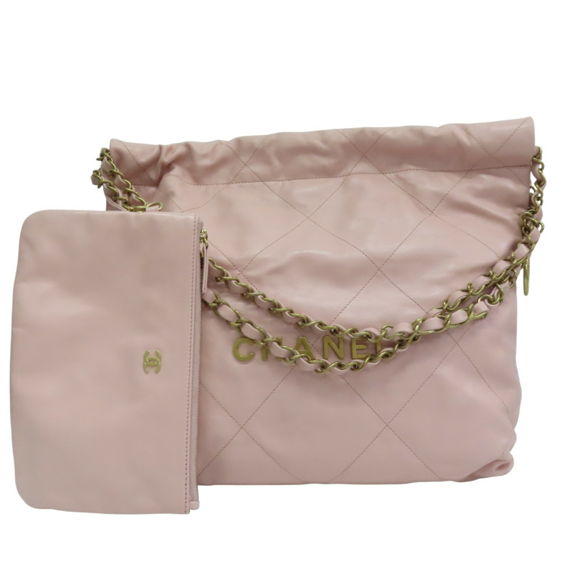 粉色 牛皮 22 肩背包【CHANEL 香奈兒】 AS3260-0
