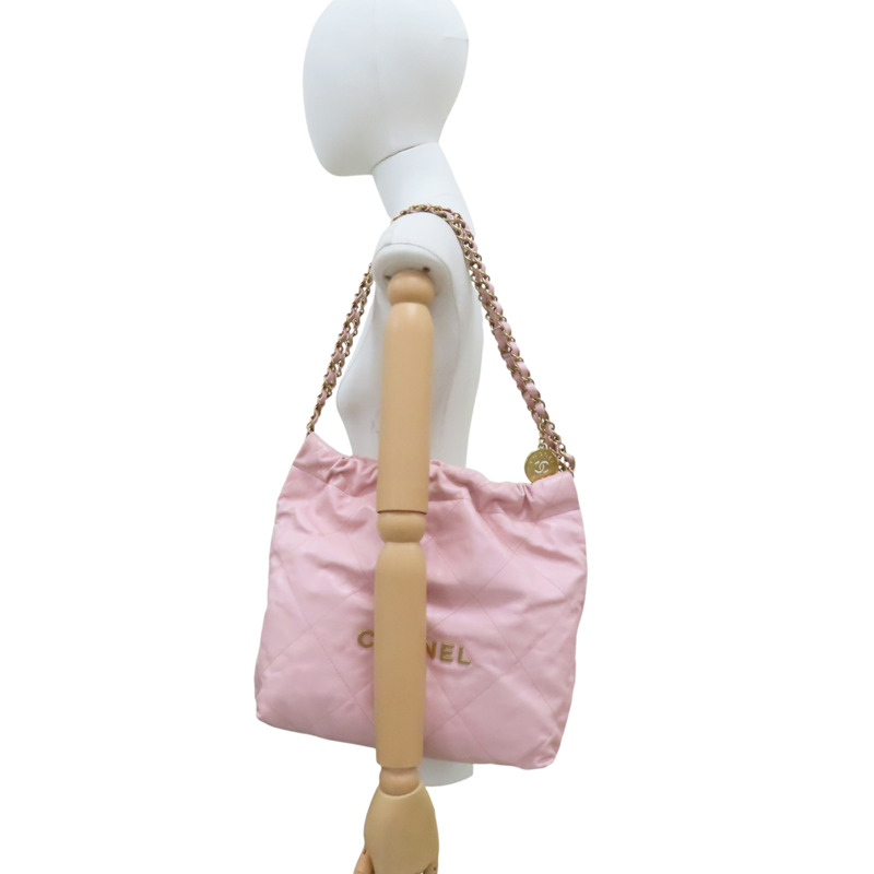 粉色 牛皮 22 肩背包【CHANEL 香奈兒】 AS3260-9