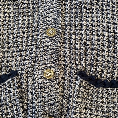 Chanel 經典編織兩口袋開襟衫-5
