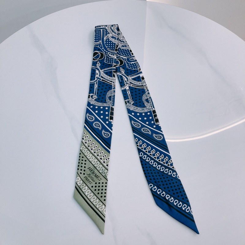 MS0505 HERMES 愛馬仕腰果花圖案小絲巾TWILLY EPERON D'OR BIANCO SILK-2