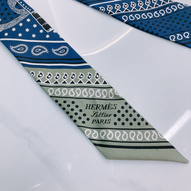 MS0505 HERMES 愛馬仕腰果花圖案小絲巾TWILLY EPERON D'OR BIANCO SILK-4