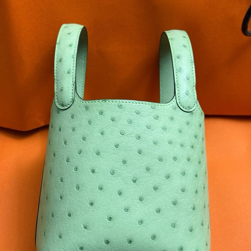 ✨【極罕珍藏】Hermès迷你micro Picotin 駝鳥皮 Picotin Micro Ostrich Vert Criquet｜專櫃級狀態✨-6