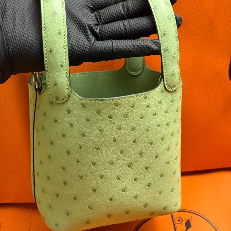 ✨【極罕珍藏Hermès藍盒 】Hermès迷你micro Picotin 駝鳥皮 Picotin Micro Ostrich Vert Criquet｜專櫃級狀態✨-2