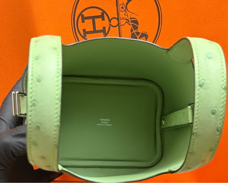 ✨【極罕珍藏Hermès藍盒 】Hermès迷你micro Picotin 駝鳥皮 Picotin Micro Ostrich Vert Criquet｜專櫃級狀態✨-4