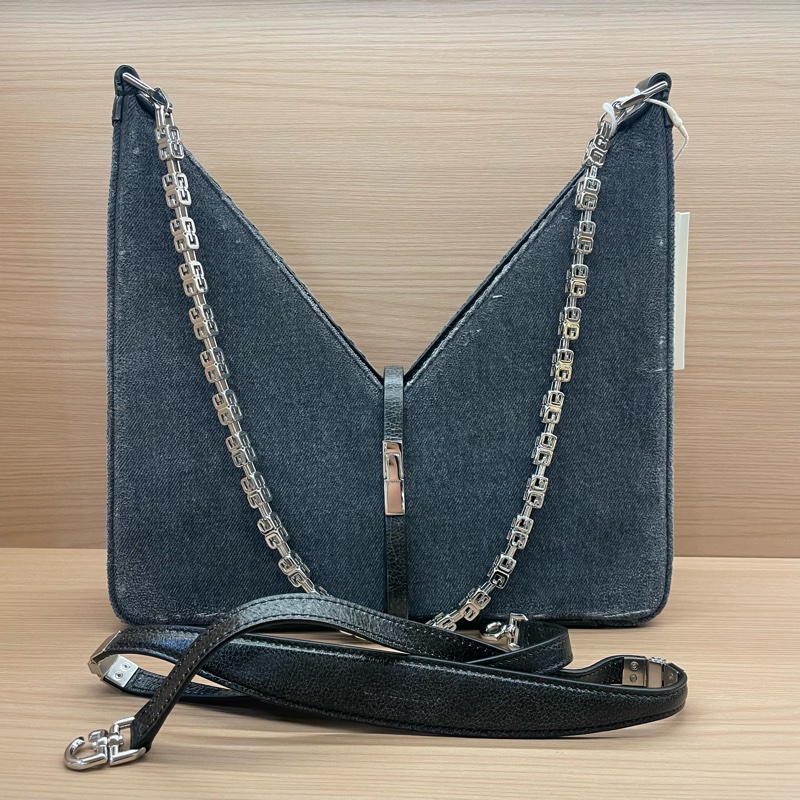Givenchy纪梵希做旧牛仔Cut Out双肩带链条包-9