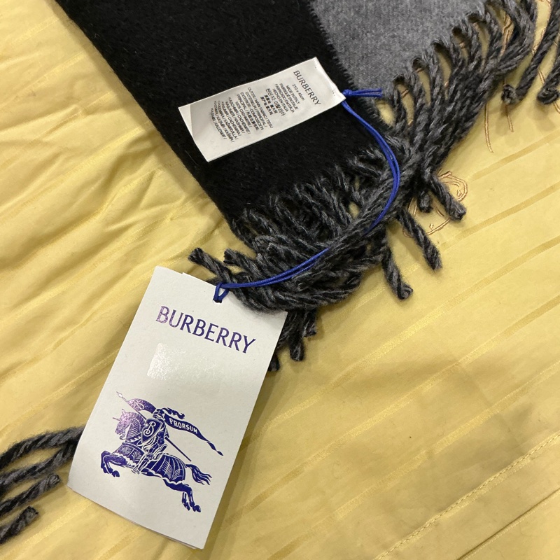 Burberry 客什米爾/黑灰戰馬雙面圍巾🧣-3
