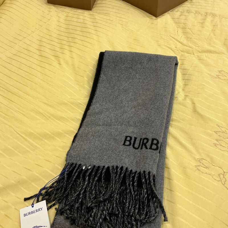 Burberry 客什米爾/黑灰戰馬雙面圍巾🧣-8