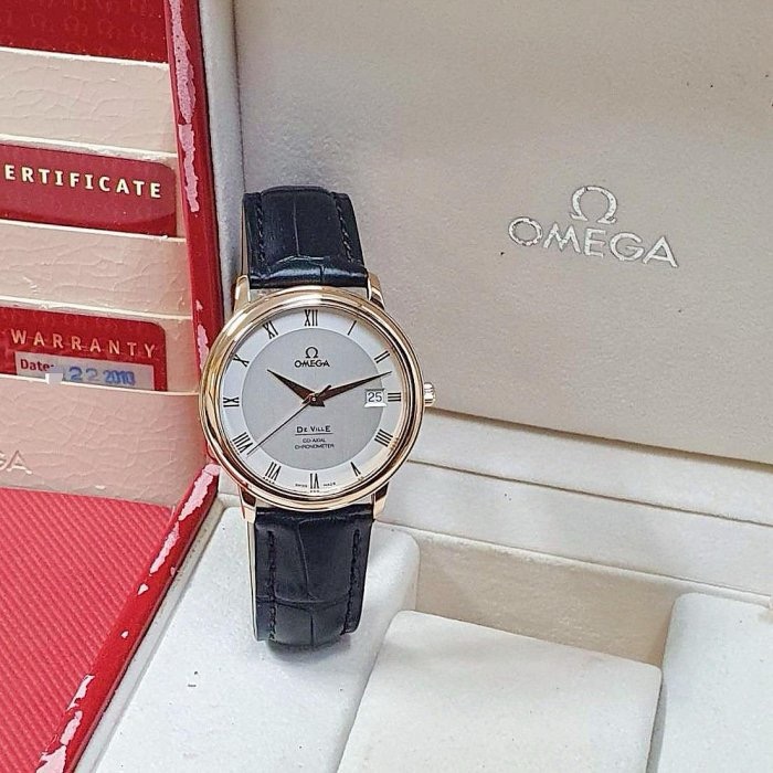 【大眾名錶】OMEGA歐米茄 4678.31.02 碟飛系列 2010/01卡 18K玫瑰金 原廠帶扣 銀白色面盤 羅馬時標 錶徑36.5mm 自動上鍊B962-2