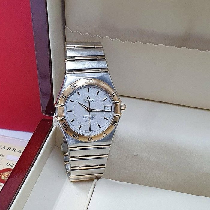 【大眾名錶】OMEGA歐米茄 1252.30.00 星座系列 白色菱格紋面盤 萬年曆 日期窗 錶徑35.5mm B941-0