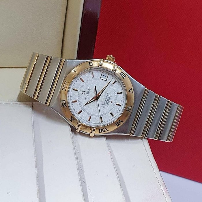 【大眾名錶】OMEGA歐米茄 1252.30.00 星座系列 白色菱格紋面盤 萬年曆 日期窗 錶徑35.5mm B941-2