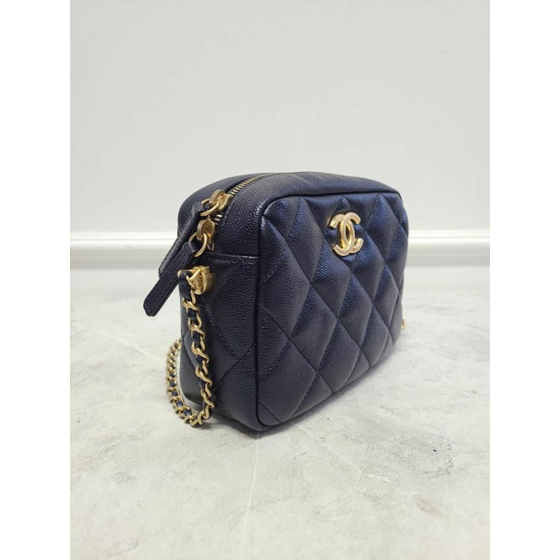 【包稅】CHANEL 海軍藍魚子醬復古金我的完美相機包帶芯片-2