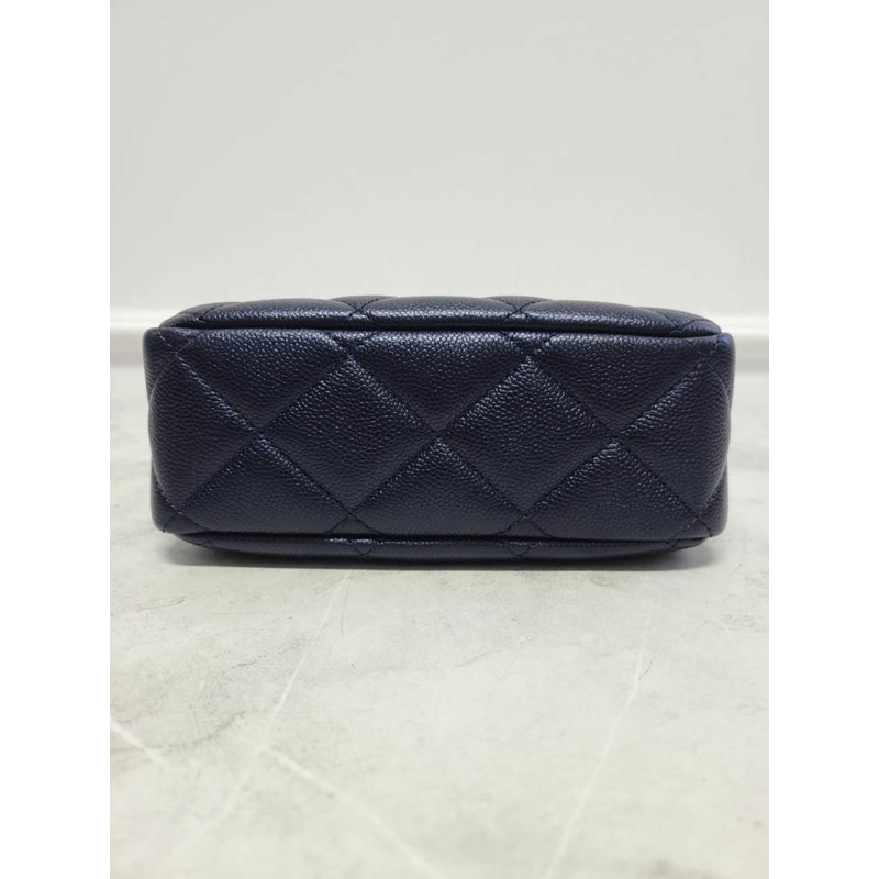 【包稅】CHANEL 海軍藍魚子醬復古金我的完美相機包帶芯片-6