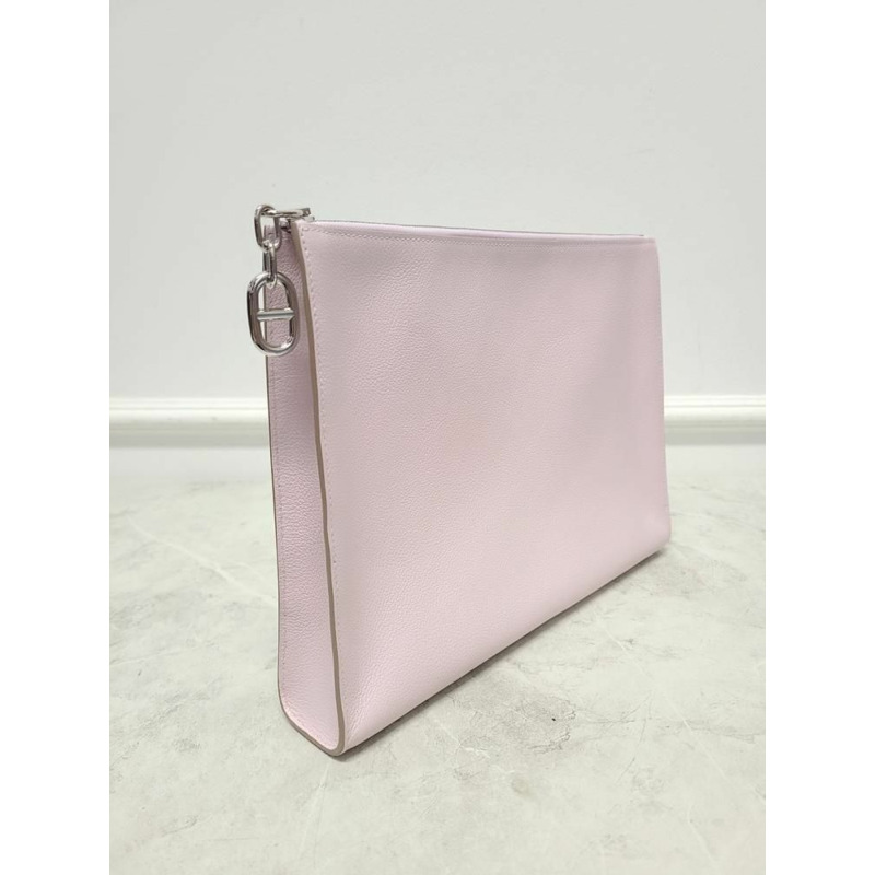 【包稅】HERMES 淡紫色 Evercolor 銀色深 V 型手拿包，附 B 字印章-2