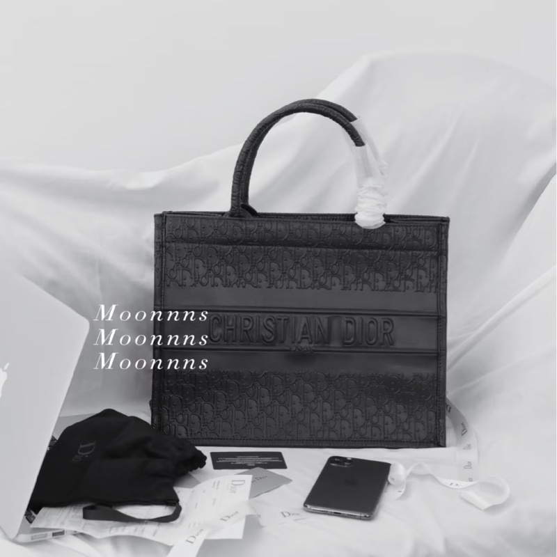 Dior全黑牛皮滿版壓紋托特手提包 #專櫃1️⃣5️⃣萬 #男女同款-3