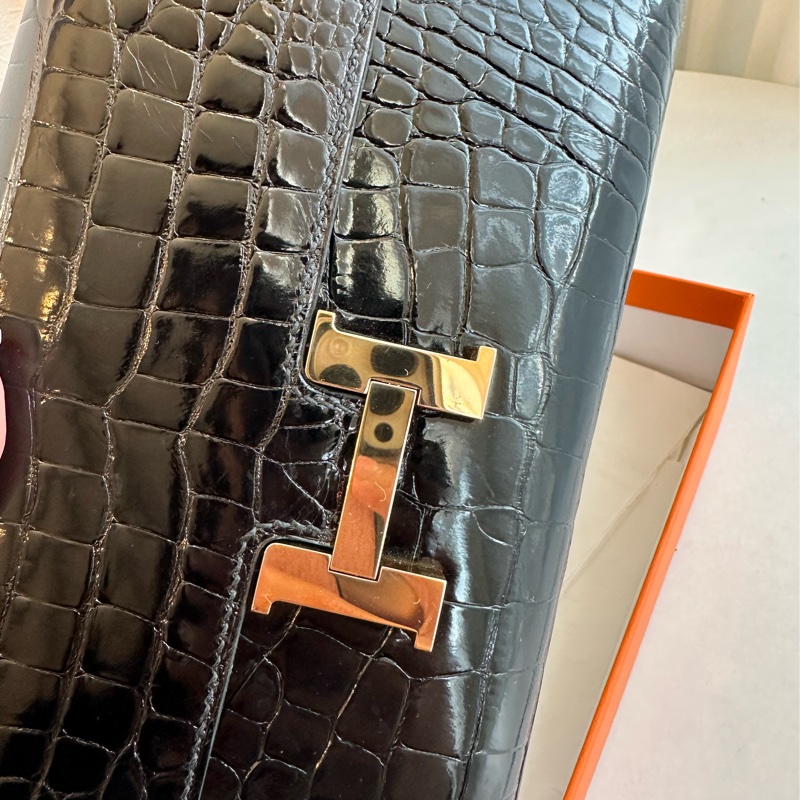 Hermes 鱷魚皮 長夾 超美 可以改成斜背包-2