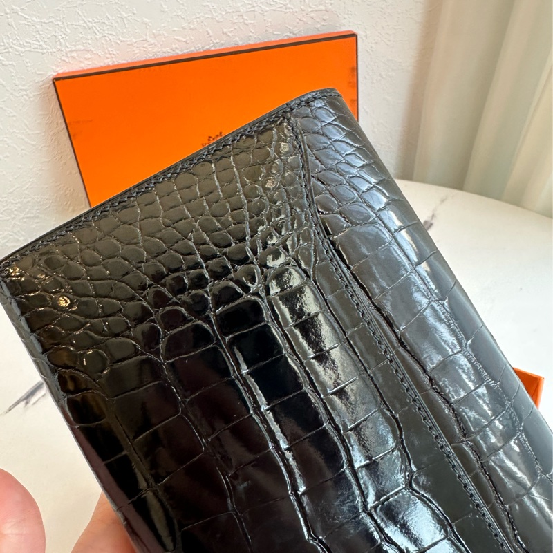 Hermes 鱷魚皮 長夾 超美 可以改成斜背包-6