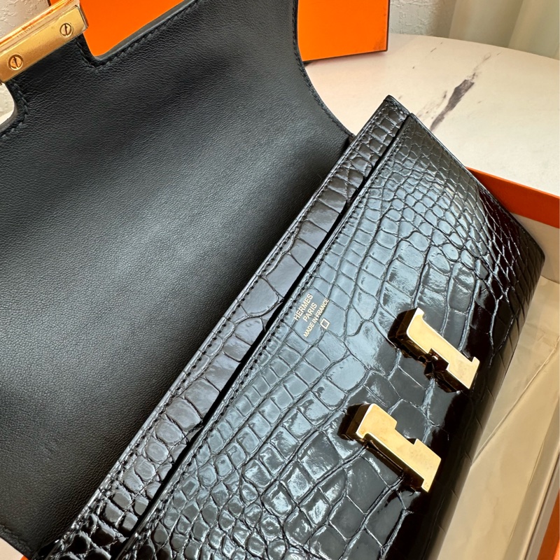 Hermes 鱷魚皮 長夾 超美 可以改成斜背包-13