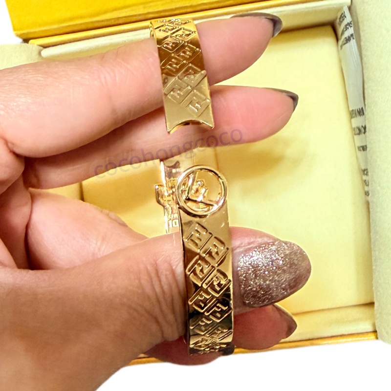 FENDI 金色金屬手環-6