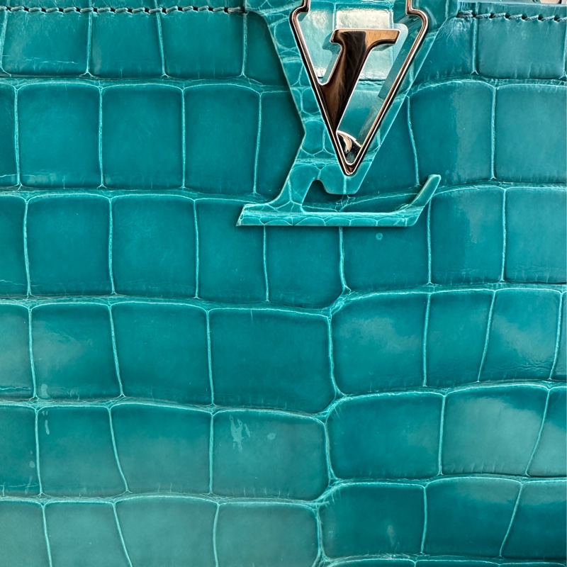 lv極品 鱷魚皮🥹🥹🥹Louis Vuitton Capucines BB 款綠松石色鱷魚皮手提包-3