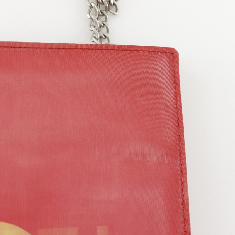 香奈兒全像鏈條單肩包，Coco標誌，乙烯基材質，紅色，開口，女士款-12