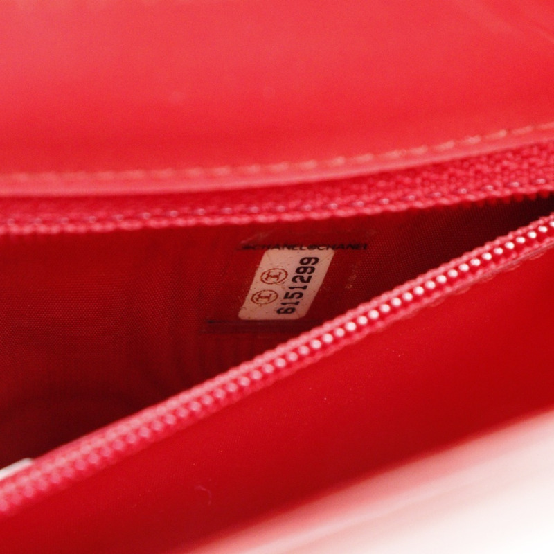 香奈兒全像鏈條單肩包，Coco標誌，乙烯基材質，紅色，開口，女士款-17