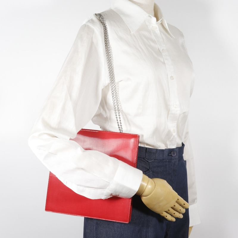 香奈兒全像鏈條單肩包，Coco標誌，乙烯基材質，紅色，開口，女士款-18