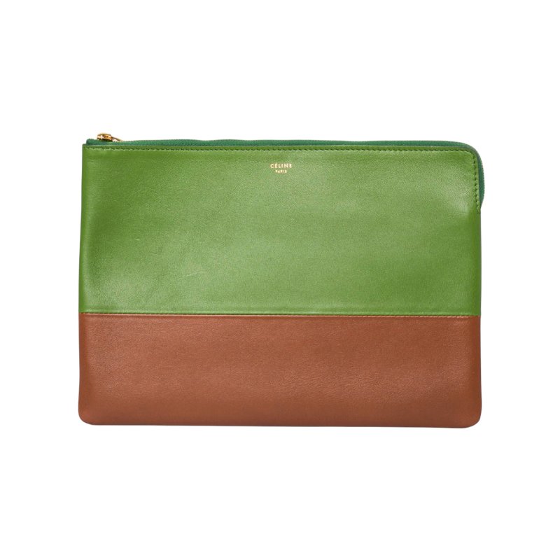 Celine雙色皮革手拿包-0