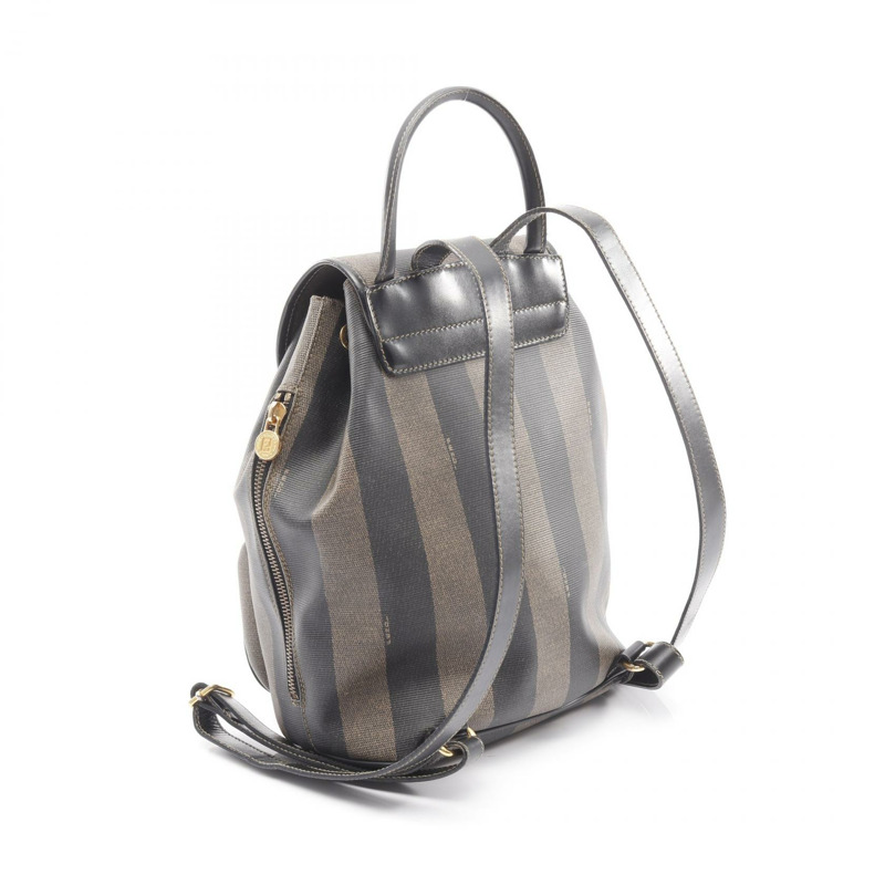 FENDI Pequin 雙肩包 259292 帆布皮革 棕色 黑色 二手 女款-1