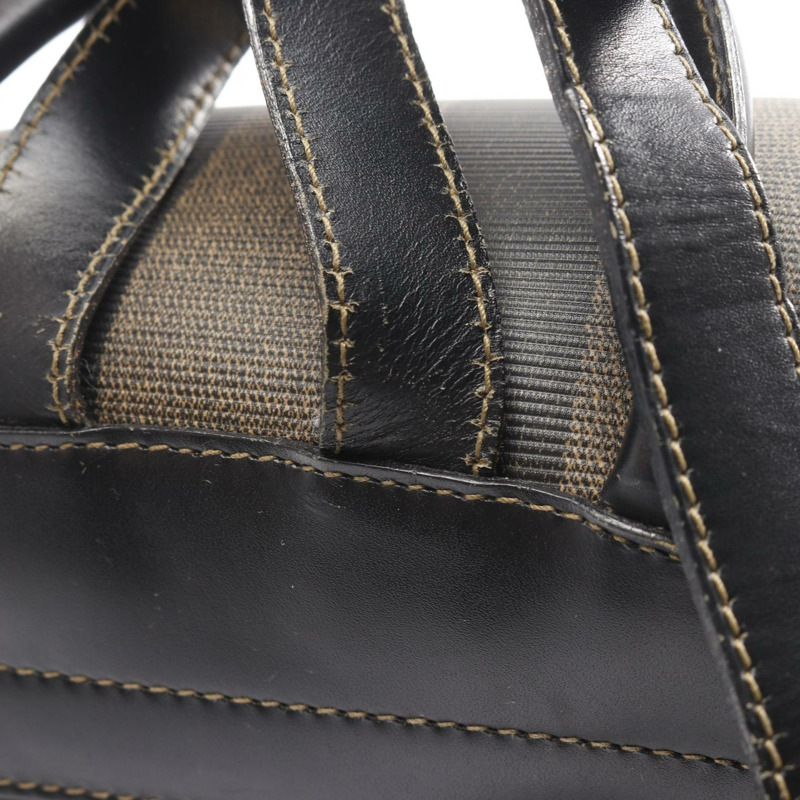 FENDI Pequin 雙肩包 259292 帆布皮革 棕色 黑色 二手 女款-5