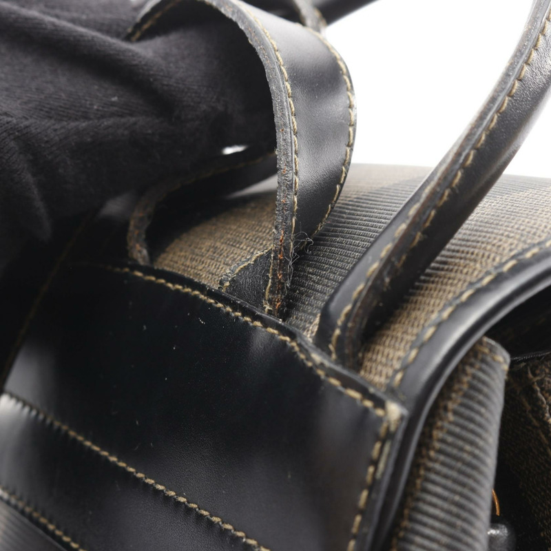 FENDI Pequin 雙肩包 259292 帆布皮革 棕色 黑色 二手 女款-6