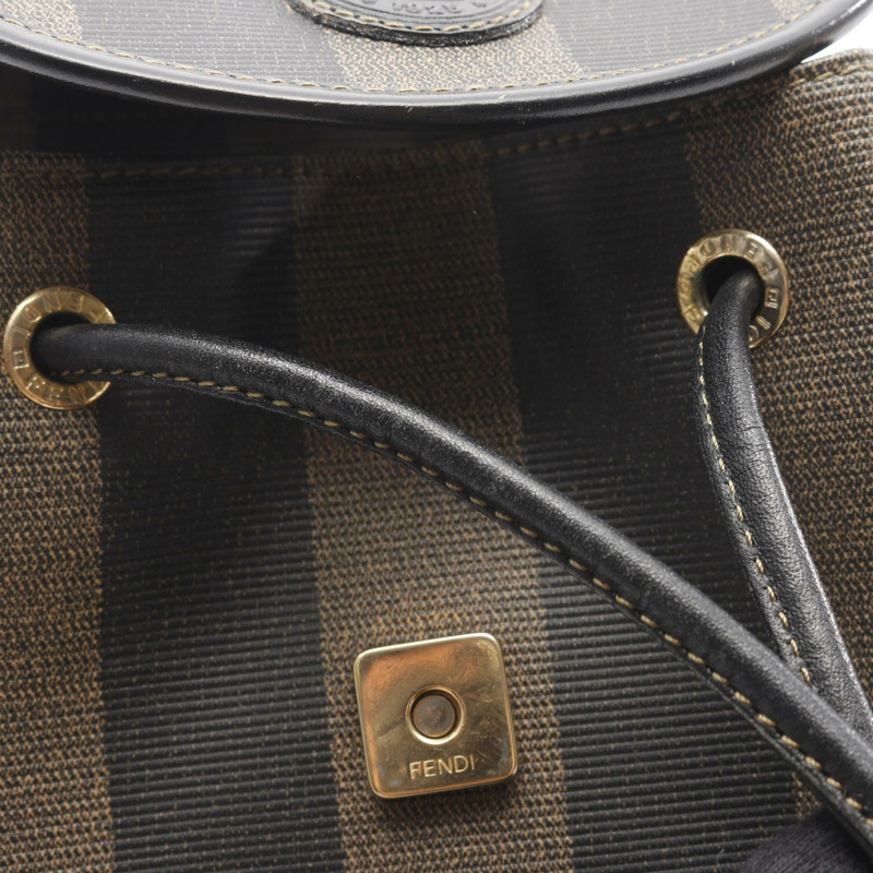 FENDI Pequin 雙肩包 259292 帆布皮革 棕色 黑色 二手 女款-8