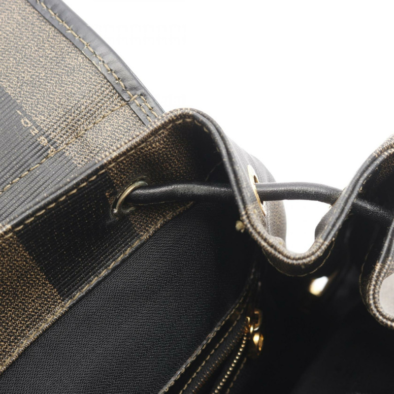 FENDI Pequin 雙肩包 259292 帆布皮革 棕色 黑色 二手 女款-10