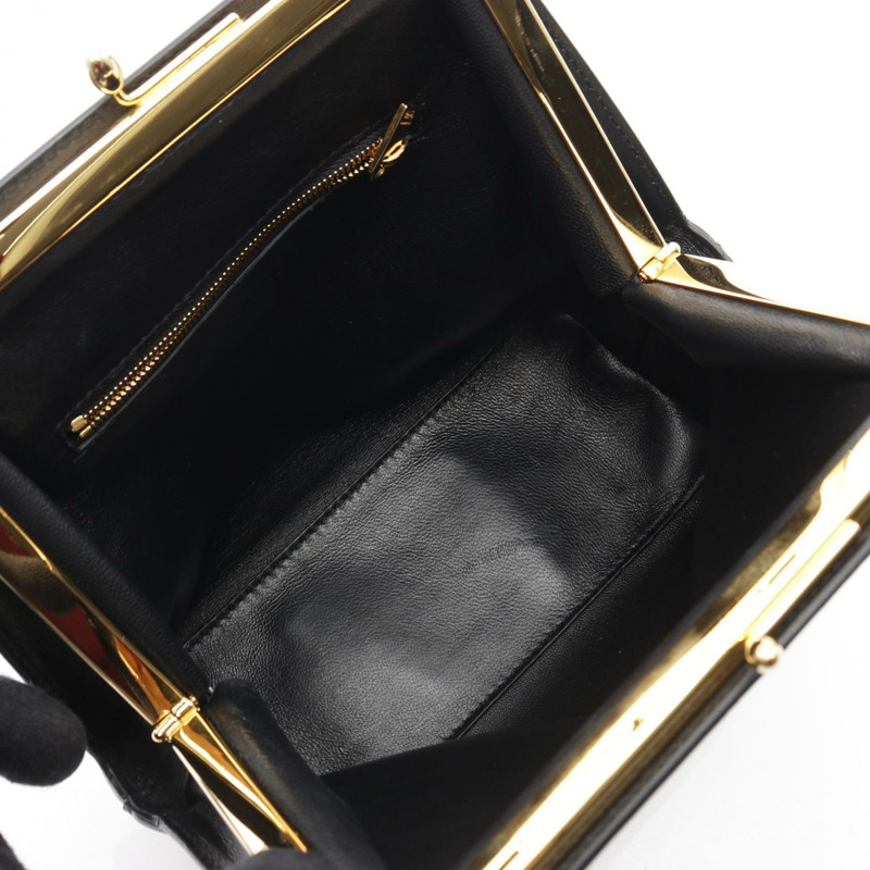 JIL SANDER GOJI SQUARE 手提包 帆布皮革 米色 黑色 二手 女士-2