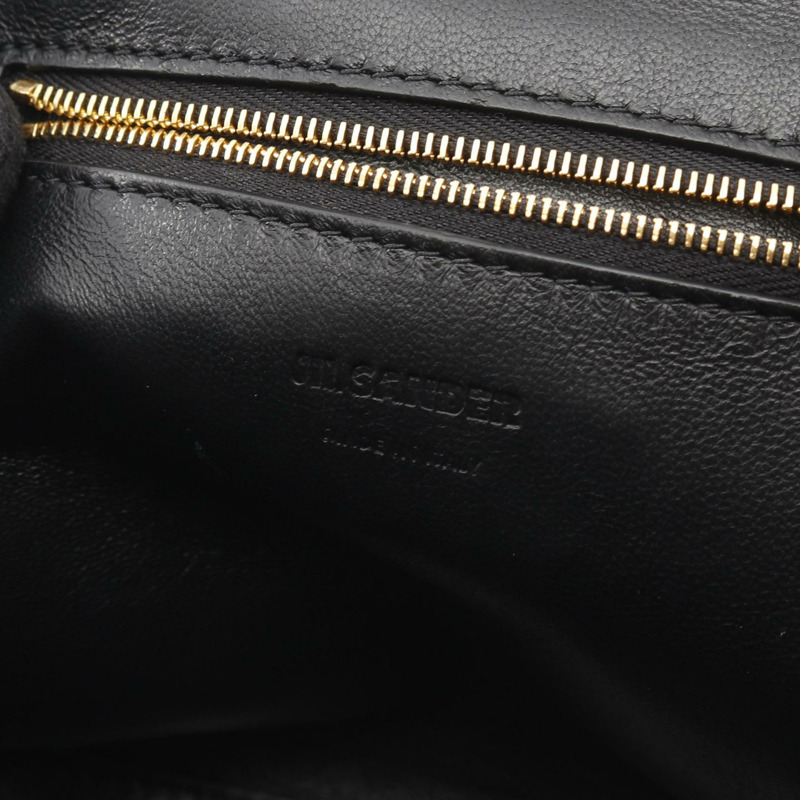 JIL SANDER GOJI SQUARE 手提包 帆布皮革 米色 黑色 二手 女士-3