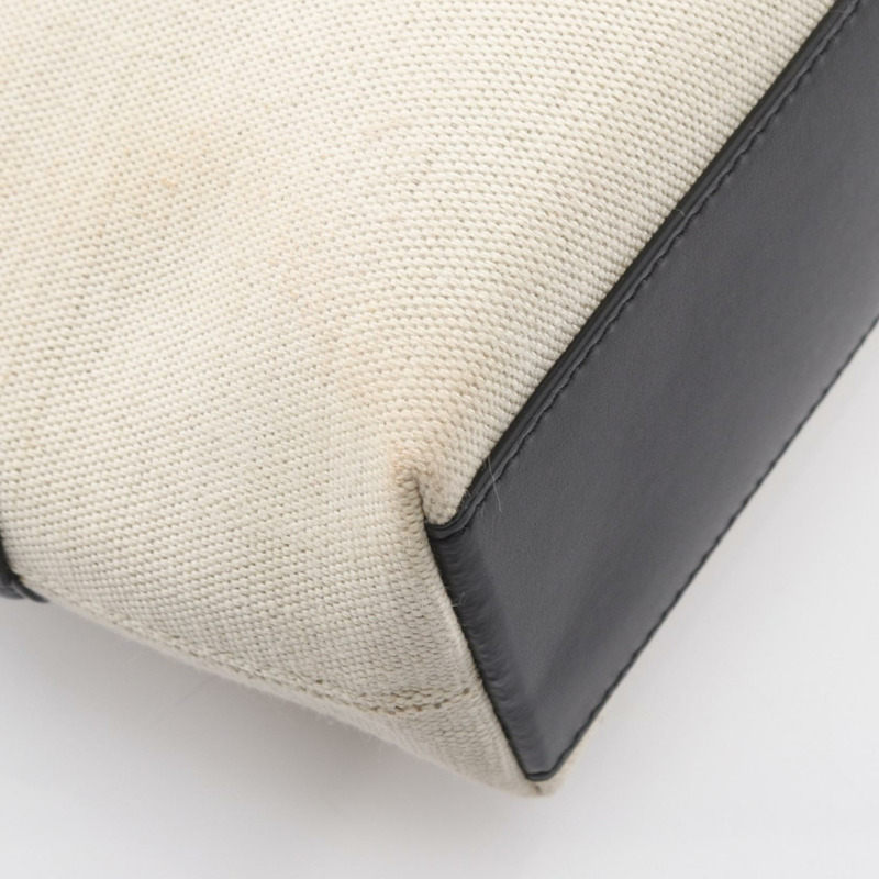 JIL SANDER GOJI SQUARE 手提包 帆布皮革 米色 黑色 二手 女士-4