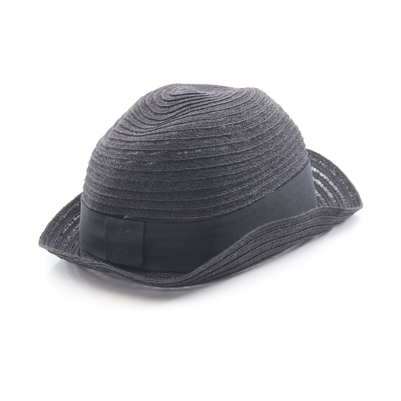 香奈兒 COCO 標誌帽子佈料/棉質黑色二手女帽-1