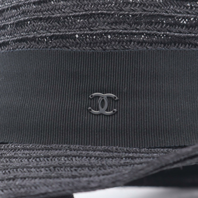 香奈兒 COCO 標誌帽子佈料/棉質黑色二手女帽-7