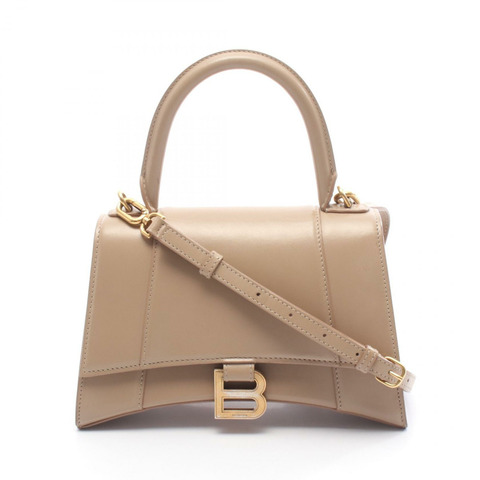 BALENCIAGA Hour Glass 小號單肩斜背包，米色皮革，二手女款