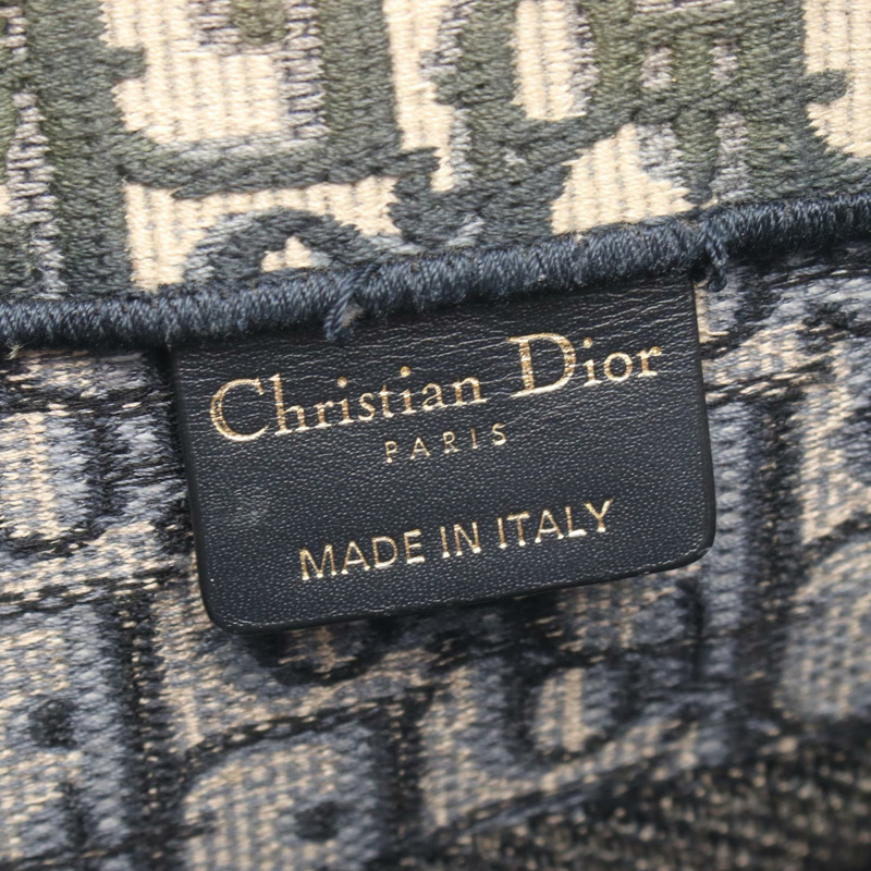 Dior BOOK TOTE 中型 Oblique 帆布手提包，海軍藍/米色，二手，女士，帶標誌-3