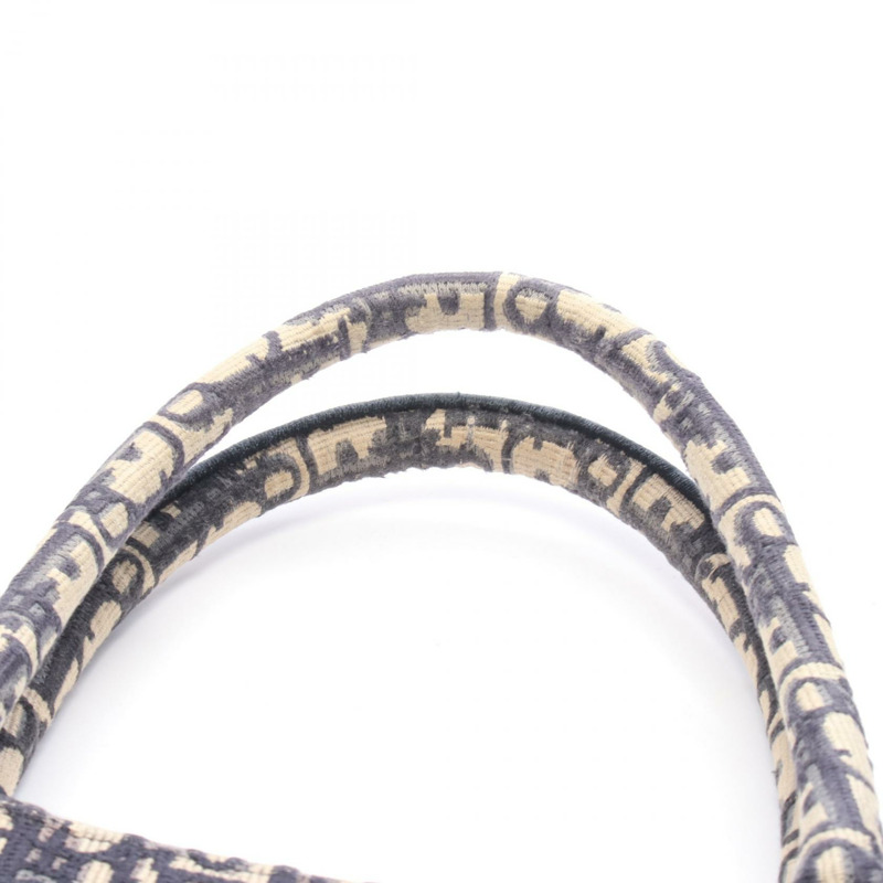 Dior BOOK TOTE 中型 Oblique 帆布手提包，海軍藍/米色，二手，女士，帶標誌-4