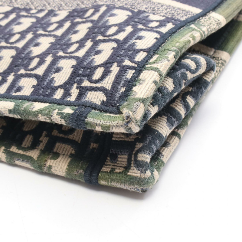 Dior BOOK TOTE 中型 Oblique 帆布手提包，海軍藍/米色，二手，女士，帶標誌-5