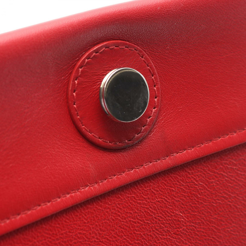 CELINE Frame 中型單肩包 180263 皮革 米色 紅色 二手 女士-8