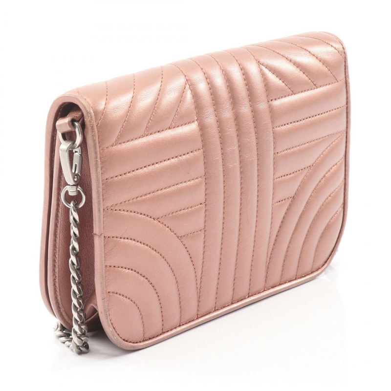 PRADA NAPPA IMPUNTURE 鏈條肩背斜背包 1BP013 皮革 粉紅色 二手-1