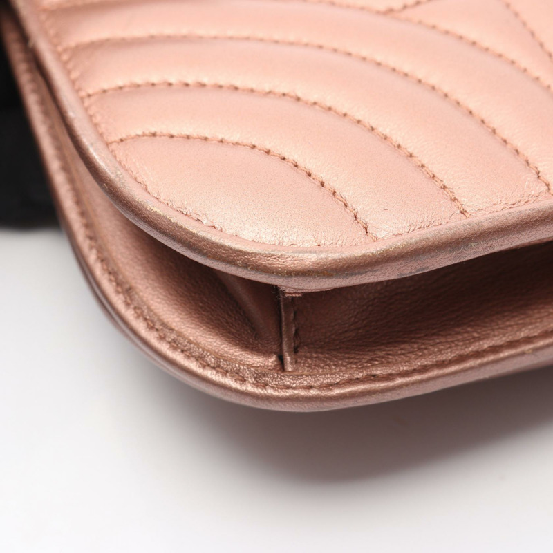 PRADA NAPPA IMPUNTURE 鏈條肩背斜背包 1BP013 皮革 粉紅色 二手-8