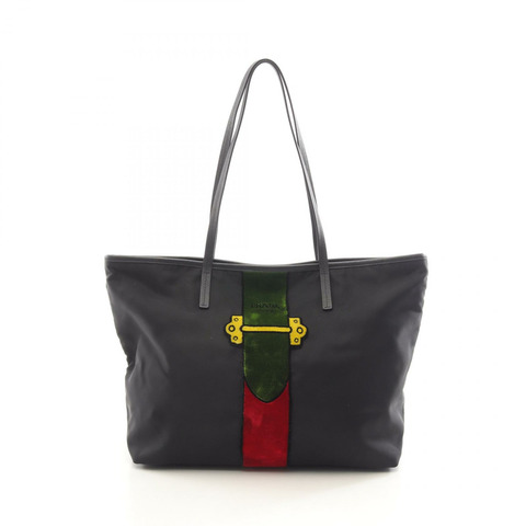PRADA Cahier Trompe-l'oeil 托特包 單肩包 尼龍 Saffiano 皮革 黑色 二手